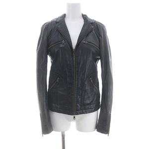  Ships SHIPS Ram leather jacket Zip up outer M black black /HS #OS lady's 