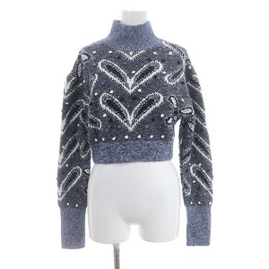  Zara ZARA POMPOM JACQUARD KNIT CROP SWEATER свитер Jaguar do вязаный с высоким воротником укороченные брюки длина длинный рукав S затонированный голубой /HS #OSrete