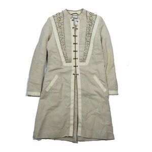  Chloe CHLOE long jacket coat equipment ornament biju- outer beige 38 lady's YBA2