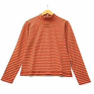 未使用品 マンシングウェア MUNSINGWEAR ファインウォーム ハイネック ボーダー カットソー M レッド レディース