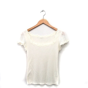  L'Est Rose L'EST ROSE cut and sewn T-shirt short sleeves see-through sleeve race cotton simple 2 ivory white /KT27 lady's 