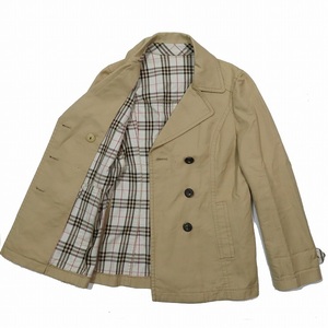 バーバリーブルーレーベル BURBERRY BLUE LABEL Pコート ショートトレンチ アウター 6ボタン ノバチェック裏地 ベージュ