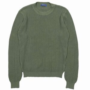 WOOL&CO ウール アンド コー イタリア製 コットン サーマル ニット セーター サマーニット プルオーバー トップス 緑 グリーン サイズL