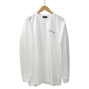 ABEAMUS アビアーマス クルーネック 長袖 ロゴプリント コットン Tシャツ XL WHITE ホワイト メンズ