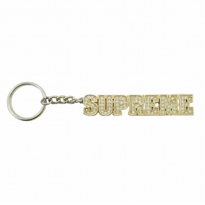 18SS シュプリーム SUPREME Block Logo Keychain ブロックロゴ キーチェーン チャーム キーホルダー ラインストーン ゴールドカラー/●A09