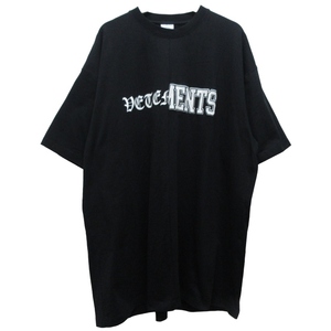 ヴェトモン ベトモン VETEMENTS vertical cut-up LogoTee Tシャツ 半袖 ロゴ ブラック XLサイズ 93419 0322