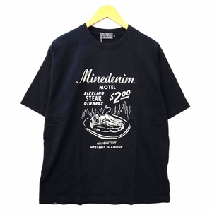 未使用品 HYSTERIC GLAMOUR×MINEDENIM ヒステリックグラマー×マインデニム T-SH クルーネック プリント 半袖 Tシャツ XL BLACK(ブラック)