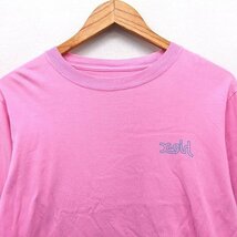 エックスガール x-girl Tシャツ カットソー 長袖 ロゴ プリント 切替リブ 丸首 コットン 綿 1 ピンク /HT2 レディース_画像4