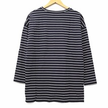 セオリー theory 1101745 COTTON VISCOSE KARENIA BOAT ボーダー スリット カットソー ロングTシャツ ネイビー S レディース_画像2