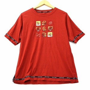 PAPOTAGEpapote-ji cotton embroidery T-shirt cut and sewn red lady's 