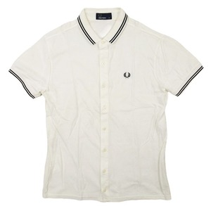 フレッドペリー FRED PERRY TWIN TIPPED POLO SHIRT 鹿の子 カノコ ポロシャツ 半袖 ツインティップライン 月桂樹 ロゴ 刺繍 トップス M 白