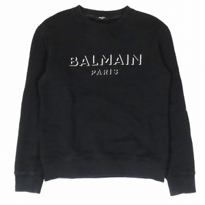 バルマン BALMAIN ロゴプリント スウェット プルオーバー トップス 長袖 黒 ブラック サイズL 32771364 メンズ ?C3