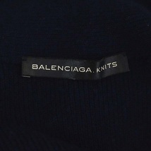 バレンシアガ BALENCIAGA メタルロゴプレート付き スナップボタンロングカーディガン ニット 長袖 Vネック 34 紺 ネイビー 301436_画像3