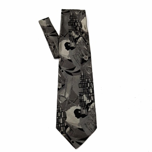  Gianni Versace Versace .GIANNI VERSACE total pattern silk necktie silver × black men's 