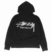 ステューシー STUSSY international バックロゴプリント プルオーバー パーカー トップス サイズS 黒 ブラック メンズ ▲C3_画像1