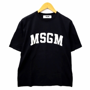 エムエスジーエム MSGM クルーネック ロゴ プリント 半袖 Tシャツ カットソー S BLACK(ブラック) 国内正規品 メンズ