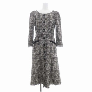 ハーリップトゥ Her lip to Classic Tweed Midi Dress ワンピース ツイードドレス ロング 長袖 S 黒 ブラック アイボリー /HS ■OS レディ