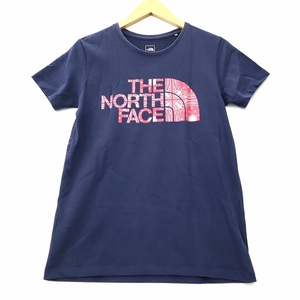 ザノースフェイス THE NORTH FACE プリント ロゴ コットン Tシャツ M ネイビー レディース