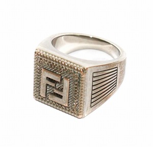 フェンディ FENDI IC0321 FF Guilloche Ring ギロッシュリング 指輪 シルバーカラー /KH メンズ