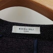 ボリオリ BOGLIOLI ヘリンボーン ニット ジャージー シングル 2B ジャケット テーラード ブレザー ハンガー付 46 ネイビー系 メンズ_画像7