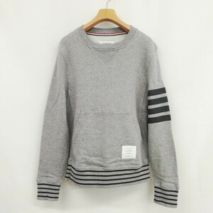 トムブラウン THOM BROWNE MJT001AW6308 Crewneck sweat 4BAR 4ライン クルーネック スウェット シャツ トレーナー 美品 0 グレー メンズ