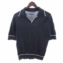 ジョンスメドレー JOHN SMEDLEY ヴィンテージ ニット ポロシャツ 半袖 ライン コットン 紺 ネイビー ■SM1 メンズ_画像1