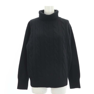 マーガレットハウエル MARGARET HOWELL WOOL CASHMERE JUMPER タートルネックニット セーター ケーブル編み カシミヤ混 長袖 2 黒 ブラック