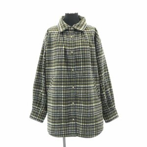 ケレン KELEN 近年モデル CHECK OVER SHIRT COAT シャツコート シャツジャケット チェック M 黒 白 キャメル /DF ■OS レディース