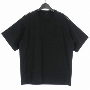 ヴァレンティノ ヴァレンチノ VALENTINO ロックスタッズ ヘビーウェイト ポケットTシャツ カットソー 半袖 L ブラック 黒 UV3MG0816M9