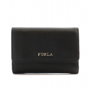  Furla FURLA three folding purse Mini wallet babi long Logo Gold metal fittings leather black black 872817 /AQ #GY18 lady's 