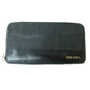  diesel DIESEL Denim ground long wallet wallet Logo switch black black IBO47 0223 men's 