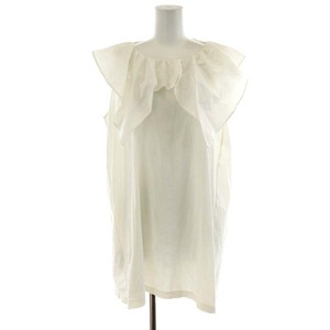  Prada PRADA 2010 shirt blouse no sleeve frill cotton M white white /AN24 lady's 