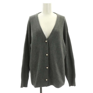  La Totalite La TOTALITE 22AW pearl V neck cardigan knitted long sleeve V neck gray /NR #OS lady's 