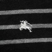バーバリーブラックレーベル BURBERRY BLACK LABEL Tシャツ カットソー 長袖 ボーダー Vネック ホース 刺繍 ロゴ 3 L 黒 グレー_画像6