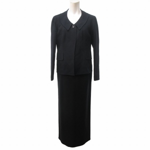  Donna Karan DONNA KARAN Vintage skirt suit 3 piece jacket long skirt cut and sewn navy blue navy 7-9 approximately S lady's 