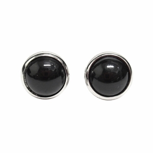  Hermes HERMES Eclipse earrings color stone metal onyx H Logo catch both ear for accessory jewelry black silver 