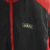 アディダス adidas ジャケット ブルゾン ジップアップ スタンドカラー ロゴ バイカラー スリーストライプス S~M 黒 ブラック 赤 レッド_画像5