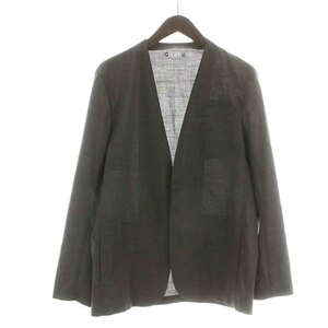 ソフネット ソロテックストロピカルストレッチウールノーカラージャケット SOLOTEX TROPICAL STRETCH WOOL NO COLLAR JACKET M グレー