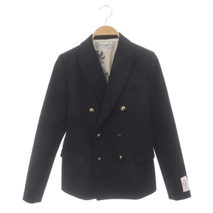  Golden Goose GOLDEN GOOSE gold button double breast b leather jacket navy blue blur 12 navy blue navy GYP01392 /HS #OS Kids 