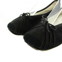 レペット Repetto バレエシューズ スクエアトゥ ローヒール リボン ゴートレザー 37 23.3cm 黒 ブラック /YT ●D レディース_画像3