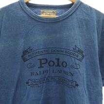 ポロ ラルフローレン POLO RALPH LAUREN AUTHENTIC DENIM GOODSロゴプリントTシャツ カットソー 半袖 コットン L/G 青 黒_画像4