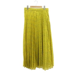 ザラ ZARA 刺繍スカート ロング プリーツ フレア M からし色 /NR ■OS レディース