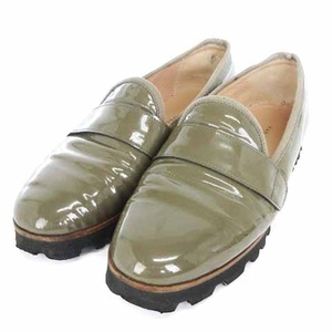  fabio rusko-niFABIO RUSCONI Loafer туфли без застежки раунд tu Vibram подошва эмаль зеленый серия хаки серия 21.5cm соответствует женский 