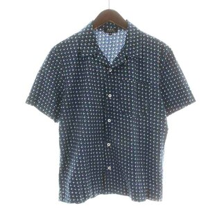 アーペーセー A.P.C. オープンカラーシャツ カジュアルシャツ 半袖 総柄 XS 青 ブルー 白 ホワイト 紺 ネイビー /NW24 メンズ