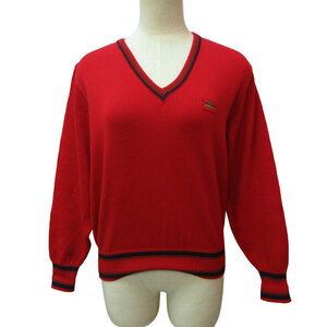  Roberta di Camerino Roberta di Camerino V neck knitted sweater embroidery badge 40 approximately M red red lady's 