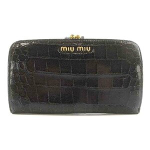  MiuMiu miumiu purse folding in half change purse . bulrush . enamel black ko type pushed . leather black black /NW10 #OH lady's 