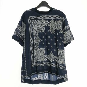 サカイ sacai 19SS Bandana Printed T-Shirt バンダナ ペイズリーTシャツ カットソー 半袖 2 ネイビー 19-01913M メンズ