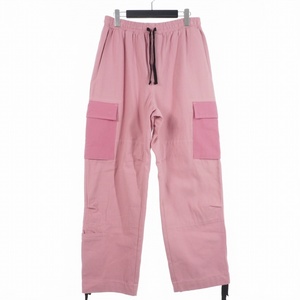 ダブルレインボー DOUBLE RAINBOUU カーゴ パンツ スラックス ワンポイントロゴ M ピンク メンズ