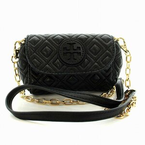 トリーバーチ TORY BURCH ミニ サコッシュ キルティング ショルダーバッグ ポシェット チェーン レザー 黒 ブラック /YM レディース