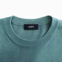 シップス SHIPS 美品 TEXBRID(R) スーピマ ミラノリブ ニット Tシャツ カットソー 半袖 手洗い可能 116-01-0650 ライトグリーン L メンズ_画像3
